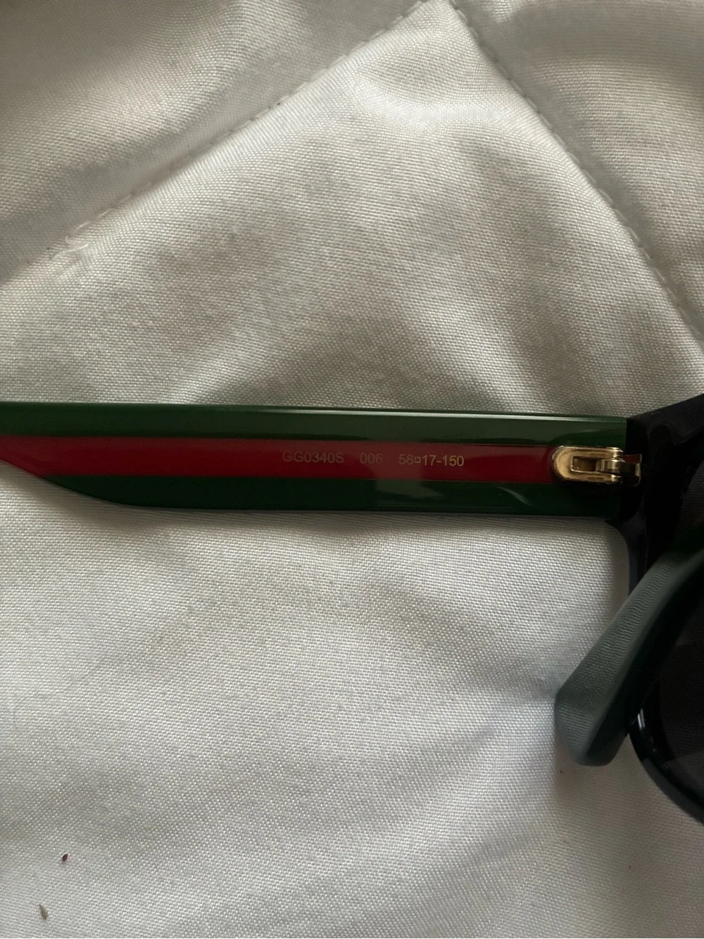 Gucci Black Rectangular Sunglasses with Green/Red Temple Tips